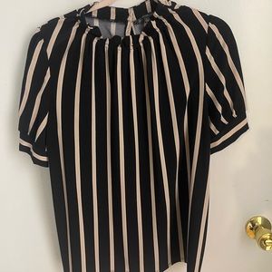 Pink and black stripe blouse
